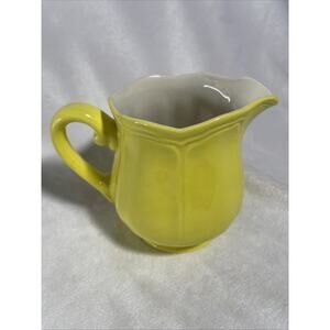 Vintage Lemon Federalist Ironstone Yellow Creamer
